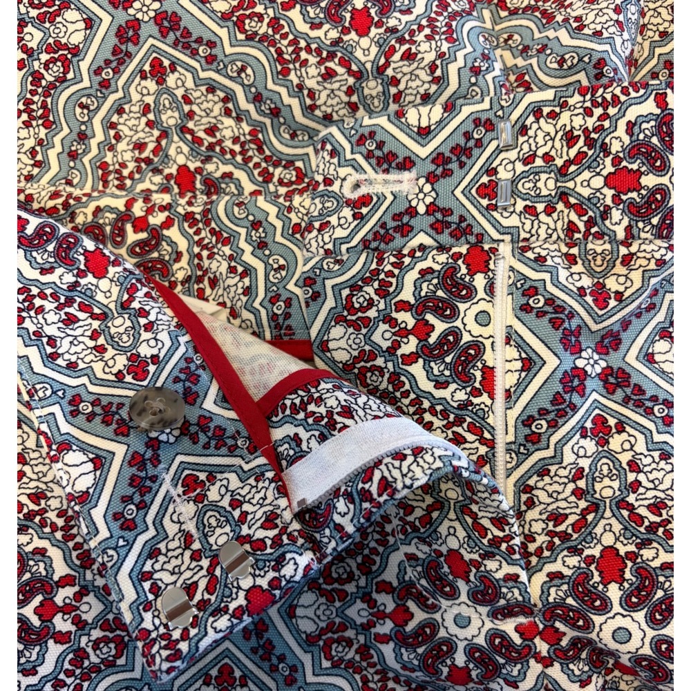 NWOT J Crew City Fit Wide Leg Pants Size 10 Blue Red Geometric Medallion Cotton - Picture 6 of 6